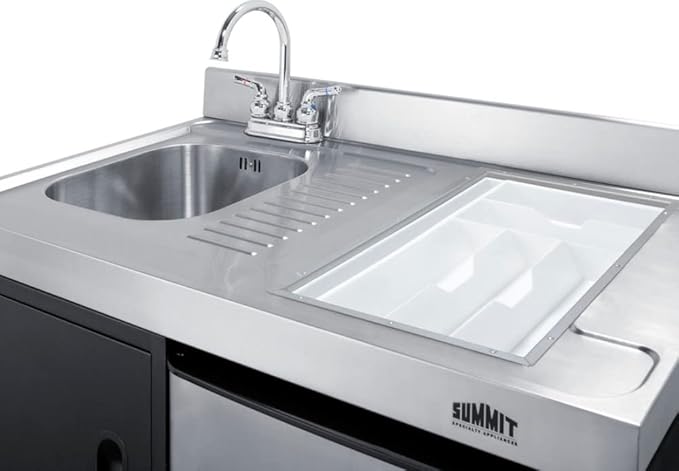 Summit 63" All-in-One Kitchenette with Gas Range, Refrigerator-Freezer, Sink, White - ACK63GASBSS