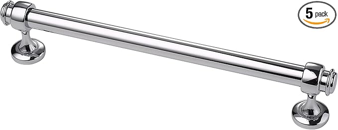 Alzassbg 5 Pack Polished Chrome Cabinet Pulls, 10 Inch(254mm) Hole Centers Cabinet Handles Kitchen Hardware Straight Bar for Cabinets and Drawer AL3082CP