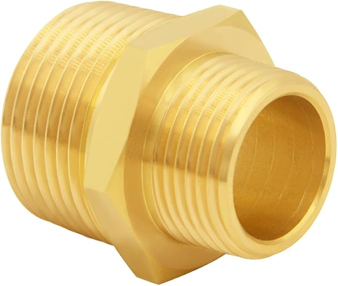 2PCS Brass Reducer Adapter, 3/4" NPT Male to 1" NPT Male Thread, Hex Reducing Pipe Fitting Coupler Nipple Connector for Water/Oil/Gas
