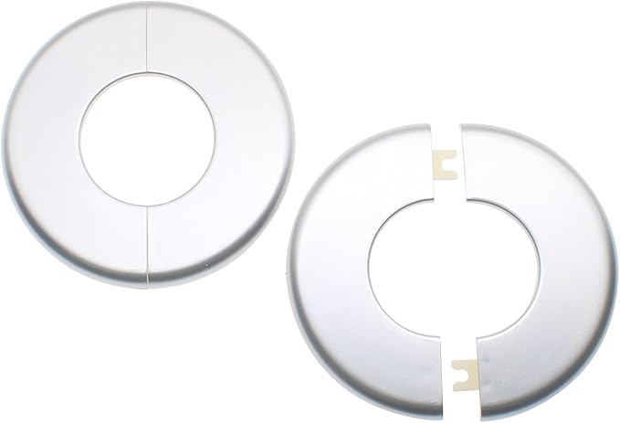 2 Pack Wall Split Flange ABS Round Escutcheon Plate for 2" / 51 mm Diameter Pipe Faucet Decoration Accessories (Silver)