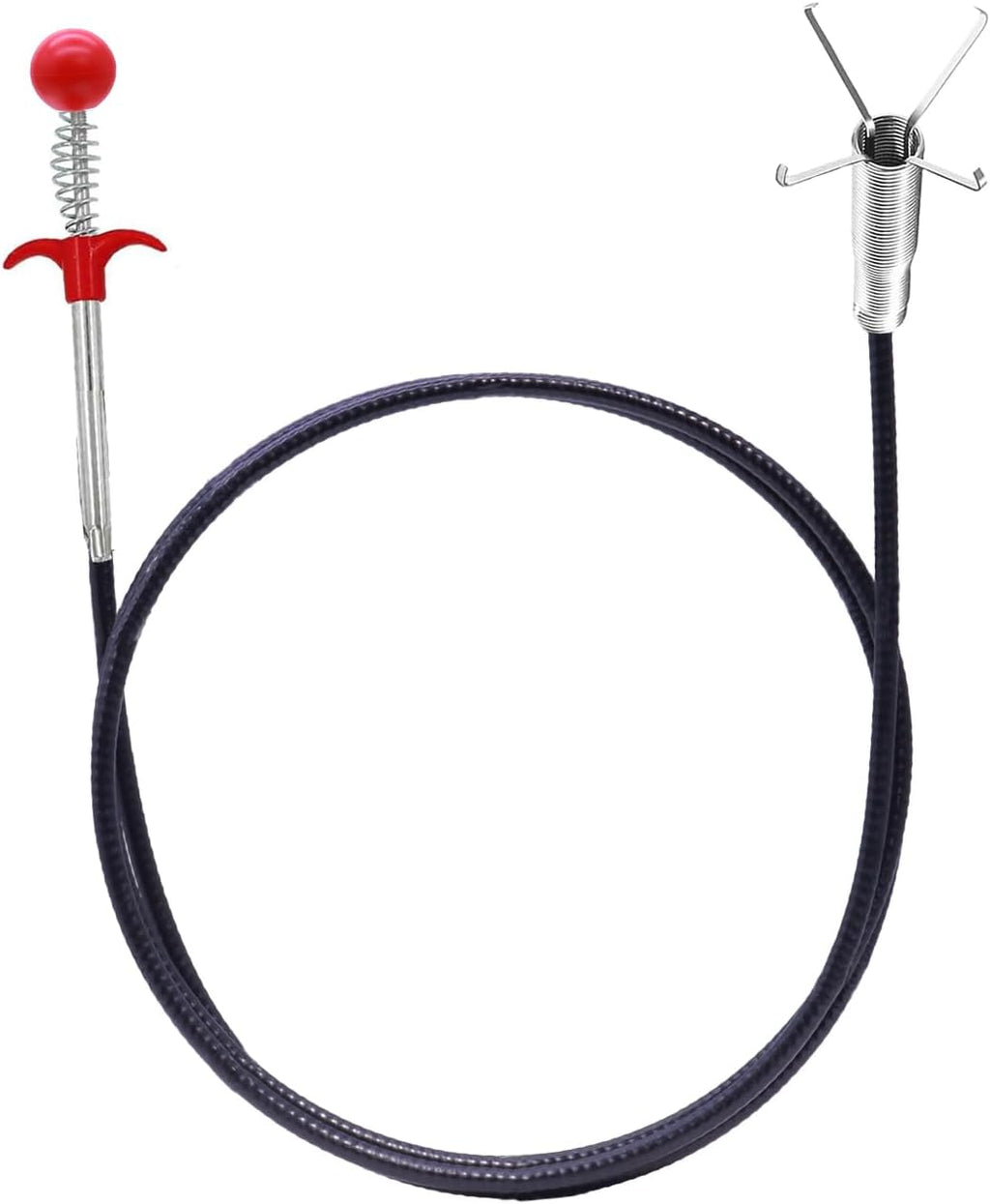 Upgraded Drain Snake, 61 inch plumbing snake，Sink Snake Drain Clog Remover for Sewer Kitchen Bathroom