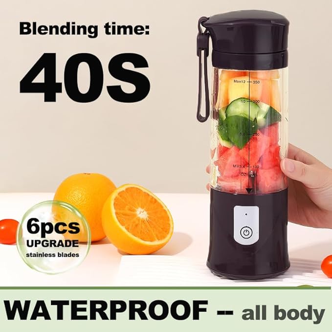 Personal Blender for Shakes and Smoothies, Portable Blender, Mini Small Juice Mixer machine for Kitchen, Office, Gym, 4000mAh
