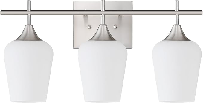 3 Light Bathroom Light Fixtures Over Mirror, 21 Inch Brushed Nickel Bathroom Vanity Lights, Modern Bath Wall Sconces with Frosted Glass Shade, OS-YQ9167-3BNW