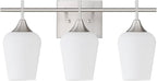 3 Light Bathroom Light Fixtures Over Mirror, 21 Inch Brushed Nickel Bathroom Vanity Lights, Modern Bath Wall Sconces with Frosted Glass Shade, OS-YQ9167-3BNW