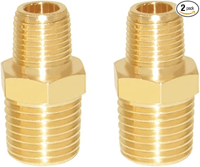 Joywayus 3/8" NPT Male × 1/8" NPT Male Brass Pipe Fitting Adapter (Pack of 2)