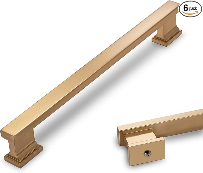 COTYKILEY 6 Pack 7 Inch(177mm) Champagne Copper Cabinet Handles Gold Kitchen Cabinet Pulls Cabinet Door Handles Kitchen Cabinet Hardware Cupboard Drawer Pulls Dresser Handles