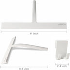 Shower Squeegee with Silicone Hook, 11" Inch Width All Purpose Squeegee Wiper for Shower Glass Doors Bathroom Mirror Tiles Car Window Cleaner Tool - White