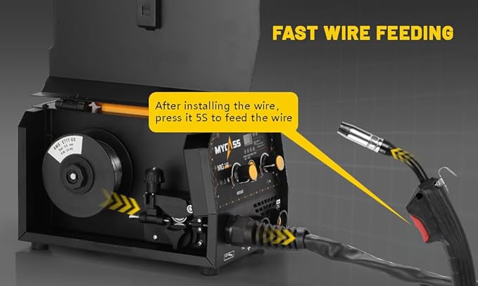 Welding Machine，MIG Welder with 2-in-1 Flux Core/Wand Welder Welder with 130 Amp 110 Volt Airless MIG Welder with Synergy IGBT Inverter Welder Portable Wire Welder
