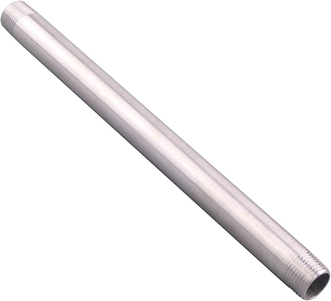 3/8" X 3/8" NPT Male Nipple Stainless Steel 304 Cast Pipe Coupling Fitting 8" Length (pack of 2)