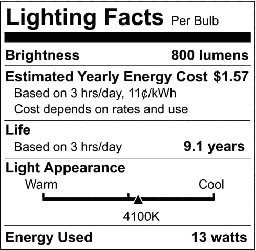 (6 Pack) 13 Watt Single Tube 2 Pin GX23 Base,PL-13W GX23 4100K Compact Fluorescent Light Bulb, Replaces Philips PLS13W41, Sylvania CF13DS/841/ECO,PL13/SP41K