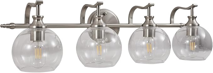 ANDY STAR Bathroom Light Fixtures, Brushed Nickel Vanity Light, 4 Light Bathroom Wall Lights, 30.5 Inch Modern Silver Wall Sconces, E26 Base Bulbs Required, UL Certified