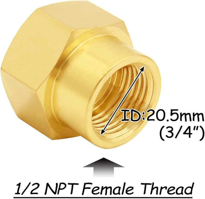 3PCS Brass Reducer Adapter, 1/2" NPT Female to 3/4" NPT Female Thread, Hex Reducing Pipe Fitting Coupler Nipple Connector for Water/Oil/Gas