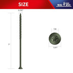 #14 x 7 Inch Deck Screws (19Pcs) 1lb. Exterior Wood Screws. Carbon Steel, Green, Flat Head, Rust Resistant epoxy Coated, with T30 Star Bit