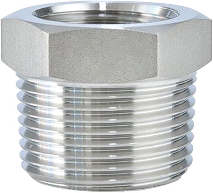 Joywayus Stainless Steel Hex Head Bushing Reducer Pipe Fitting 1/2 NPT Male × 1/8 NPT Female (Pack of 2)