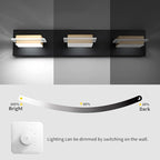 Bathroom Vanity Light Fixtures 3 Lights Dimmable LED Wall Sconce with Matte Black Finish Gold Metal Lampshade White Light 3000K-6000K,3 Color