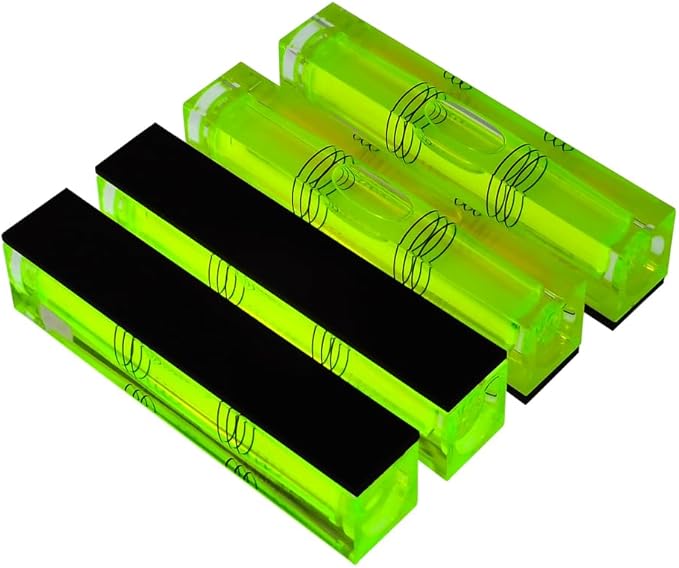 High precision mini bubble, double line small level bubble, three line flat ball, household level ruler can be turned 180 degrees (Magnetic, 80 * 17 * 15mm（4PCS))