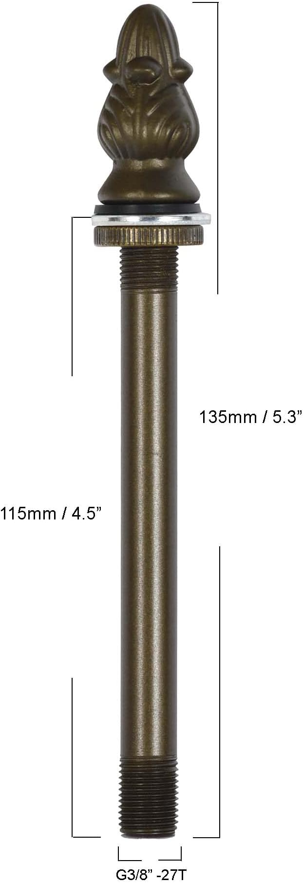 Bieye SS021 Lampshade Support with Finial for Tiffany Style Stained Glass Floor Lamp Table Lamp (G3/8 115mm Acorn)