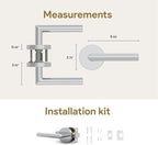 Mega Handles Ronn Passage Lever Door Handle Set for Hallway, Closet and Bathroom, Heavy Duty Door Levers, Fits All Standard Door Sizes, Screws Included - Polished Chrome (1 Pack)