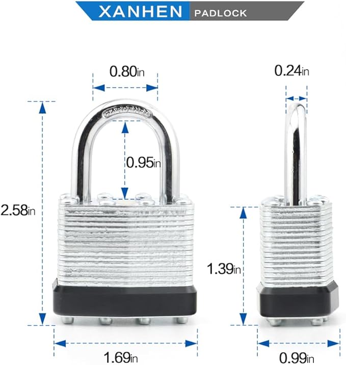 Keyed Alike Laminated Steel Padlocks with Normal Shackle for Sheds, Fences & Lockers (60-Pack)