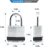 Keyed Alike Laminated Steel Padlocks with Normal Shackle for Sheds, Fences & Lockers (12-Pack)