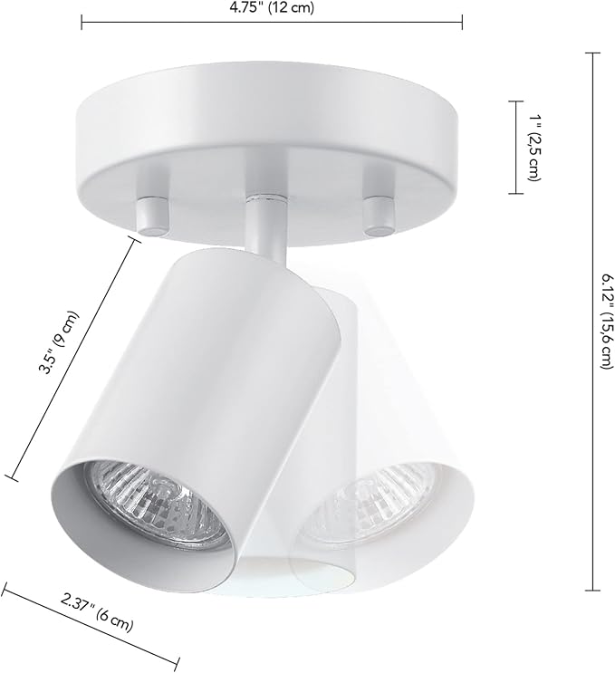GLOBE Electric 57499 Pratt 1-Light Track Lighting Spotlight, Matte White, Bulb Not Included
