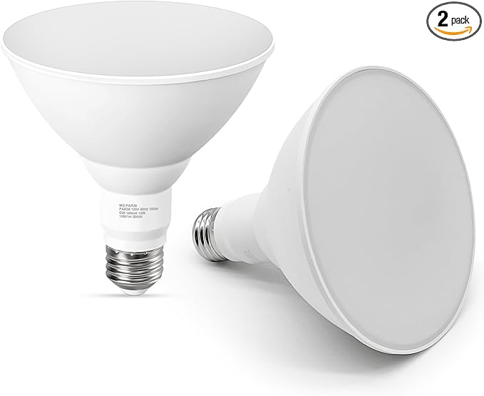 PAR38 LED Outdoor Flood Light Bulbs, 100W Equivalent, 1050LM, Dimmable, 3000K Warm White, 13W, Waterproof LED Floodlight for Porch Yard Garage, E26 Base, 15,000 Hrs, 2 Pack