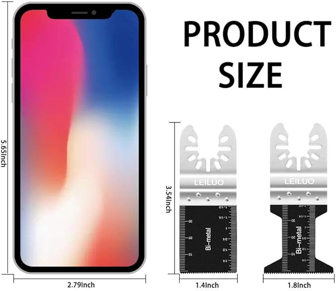 LEILUO 50 Pcs Bi-Metal Multitool Blades for Soft Metal Nails Wood Oscillating Saw Blades Universal Oscillating Tool Accessories with Storage Bag Compatible with DeWalt Makita Dremel and More