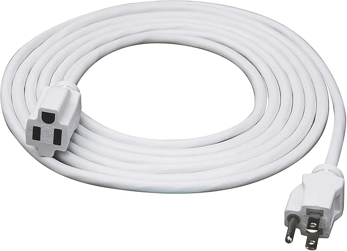 Clear Power 16 Gauge 3Prong Cords (16/3-3 Prong Grounded Plug, White, 9 ft)