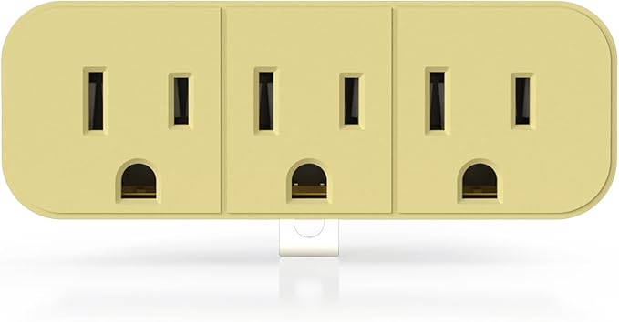 ELEGRP 2 to 3 Prong Grounded Triple Outlet Extender, 2-Prong to 3-Prong Adapter Converters for Wall Outlets, Portable Polarized Wall Plug Splitter with 3 AC Outlets, ETL Listed, 1 Pack