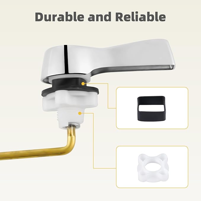 iFealClear 2 Pack Metal Toilet Tank Flush Lever Replacement, Universal Front Mount Toilet Tank Trip Lever with Stainless Steel Chains, Easy Install, Solid Brass, Chrome