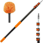 23 ft High Reach Cobweb Duster with Extension Pole, Spider Web Brush with Lightweight 5 Stage 4-16.5 ft Telescoping Pole, Soft Bristles Dusters for Outdoor Indoor Cleaning