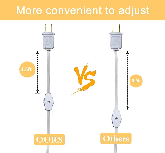 KGC 2 Pack Chainable Accessory Cord with C7 LED Light Bulb, 6 Ft Indoor Blow Mold Light Cord with Male and Female Plugs for Halloween Pumpkins Christmas Village Houses and Craft Projects Decoration