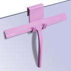 Shower Squeegee with Silicone Hook, 11" Inch Width All Purpose Squeegee Wiper for Shower Glass Doors Bathroom Mirror Tiles Car Window Cleaner Tool - Pink