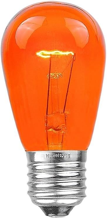 Novelty Lights 25 Pack S14 Outdoor Patio Edison Replacement Bulbs, E27 Medium Base, Multi, 11 Watt