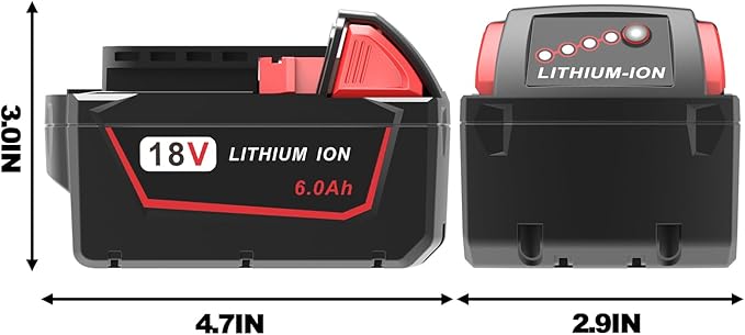 2pack 6.0Ah 18v Battery Replacement for Milwaukee m18 Battery 48-11-1850 48-11-1860, Compatible with Milwaukee M18 Cordless Power Tools,15C Discharge Rate