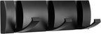 Folding Coat Hooks, Wall Mounted Coat Rack with 3 Retractable Hooks, Heavy Duty Towel Rack for Bathroom Wall Hook for Hanging Clothes Bathrobe, Stainless Steel Coat Hanger for Entryway(Black)