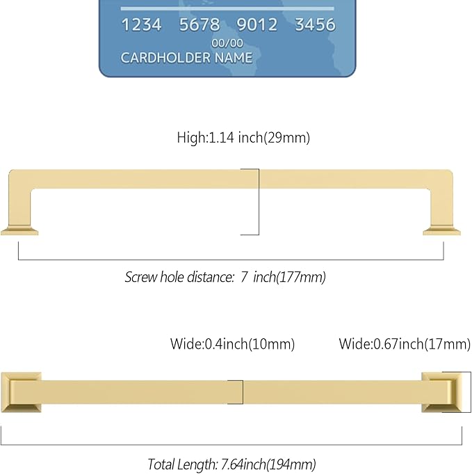 10 Pack 7 Inch Gold Cabinet Pulls - Kitchen Handles for Cabinets