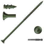 #14 x 6 Inch Deck Screws (23Pcs) 1lb. Exterior Wood Screws. Carbon Steel, Green, Flat Head, Rust Resistant epoxy Coated, with T30 Star Bit