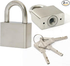 LanuBe 304 Stainless Steel keyed Alike Marine Small Padlocks for Outdoor use, 1-9/16 inch Wide Body, Stainless Steel Body, Normal Shackle, Pack of 2