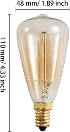 E14 25W Vintage Edison ST48 Squirrel Cage Filament Light Bulb - Dimmable Tear Drop Antique Candelabra Incandescent for Home Decorative, 2300K Amber Warm, AC120V, 4 Pack