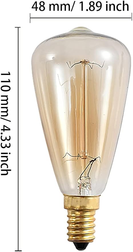 E14 25W Vintage Edison ST48 Squirrel Cage Filament Light Bulb - Dimmable Tear Drop Antique Candelabra Incandescent for Home Decorative, 2300K Amber Warm, AC120V, 4 Pack