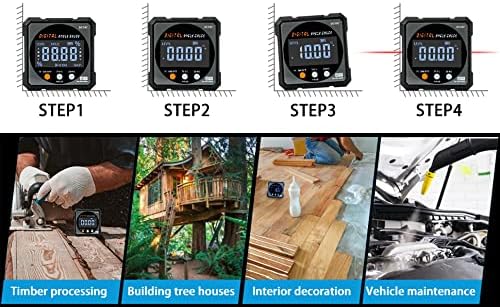 Digital Angle Finder with Electronic Laser - 4-side Strong Magnetic Angle Gauge, Cube Inclinometer with Backlight, Table Saw Miter Protractor, Woodworking Measuring Tool, Level Box for Hanging