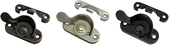 QCAA Steel Window Sash Lock, CTC 2", Satin Nickel, 2 Pack, Made in Taiwan