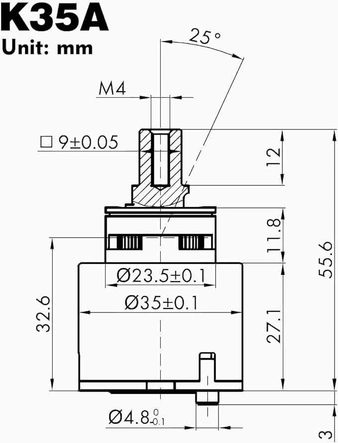 Kerox K35A Faucet Cartridge | Replacement Cartridge for La Torre, Gerber, Danze & Moen| Single Lever Shower Tub Repair Parts | Diameter 35mm 1 3/8" Mixer Tap Cartridge Replacement (1 Pack)