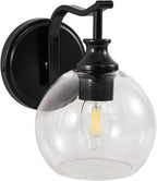 ANDY STAR 1-Light Bathroom Light Fixtures, Black Wall Sconces, Bathroom Vanity Light with Clear Glass Shade, Modern Wall Light Fixtures for Bath Mirror Hallway Bedroom Living Room, Hardwired, E26 Base