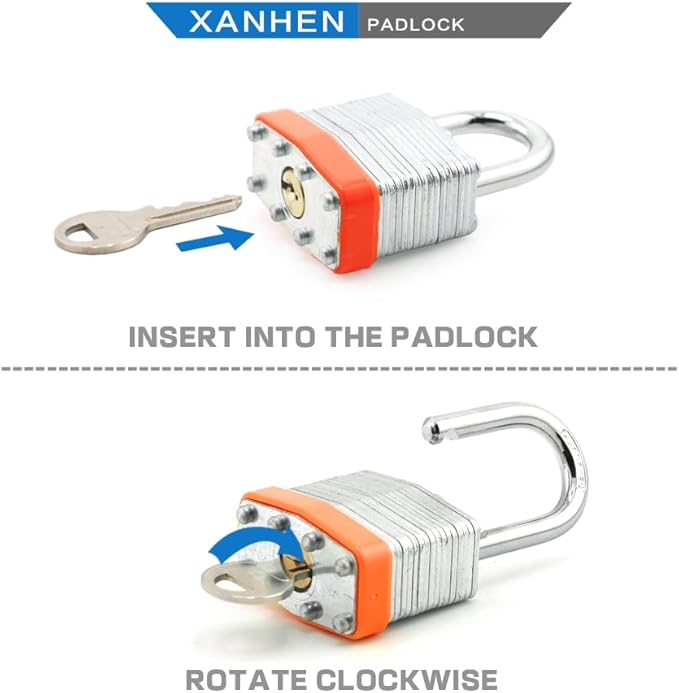 Keyed Alike Laminated Steel Padlocks with Normal Shackle for Sheds, Fences & Lockers (2-Pack)