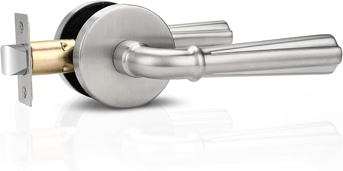 Orger 1 Pack Brushed Nickel Passage Door Lever Keyless Closet Door Handle, Interior Non-Locking Lever Sets Keyless Nickel Finish Door Lock for Right & Left Handed Doors, Stainless Steel