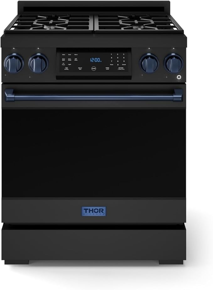 Gordon Ramsay by THOR Kitchen 30 Inch Professional Liquid Propane Range with Tilt Panel Touch Control in Black/Navy Blue