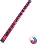 Magnetic Socket Holder Organizer Set:3/8-Inch Drive Socket Trays Socket, 360° Swivel 14 Clips Socket Holder Kit, For Automotive Mechanic Garage (Red)