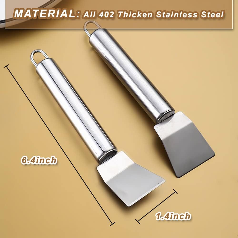 Kitchen Stove Cleaning Brush + Scraper Tool Set, Brass Wire Brushes for Range Hood Grease Grime, Rust Cleaner Heavy Duty Stainless Steel Putty Scraper for Gas Burners Cooktop Pot Pan